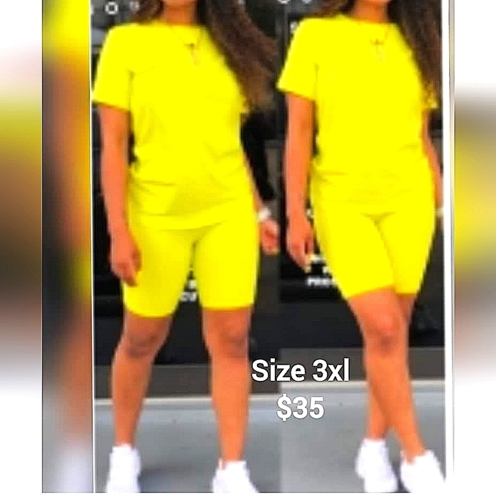 New Yellow Short Set Plus Size 3XL